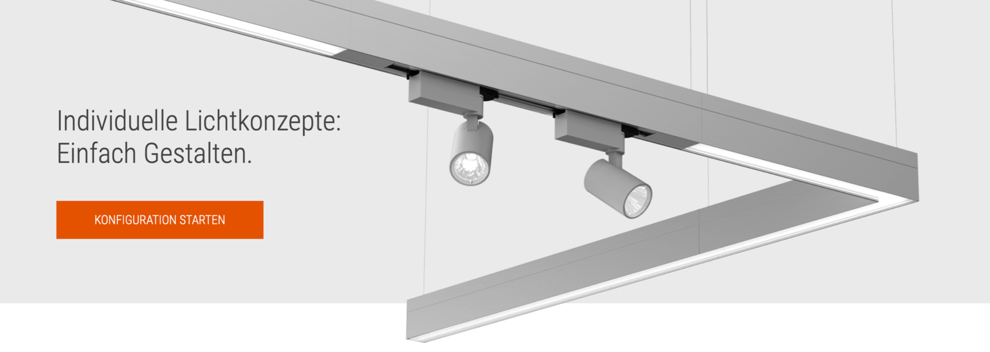 Moderne, minimalistische Lichtschienen mit Spots und LED-Leuchte für individuelle Lichtkonzepte, Fokus auf Design und Funktion.