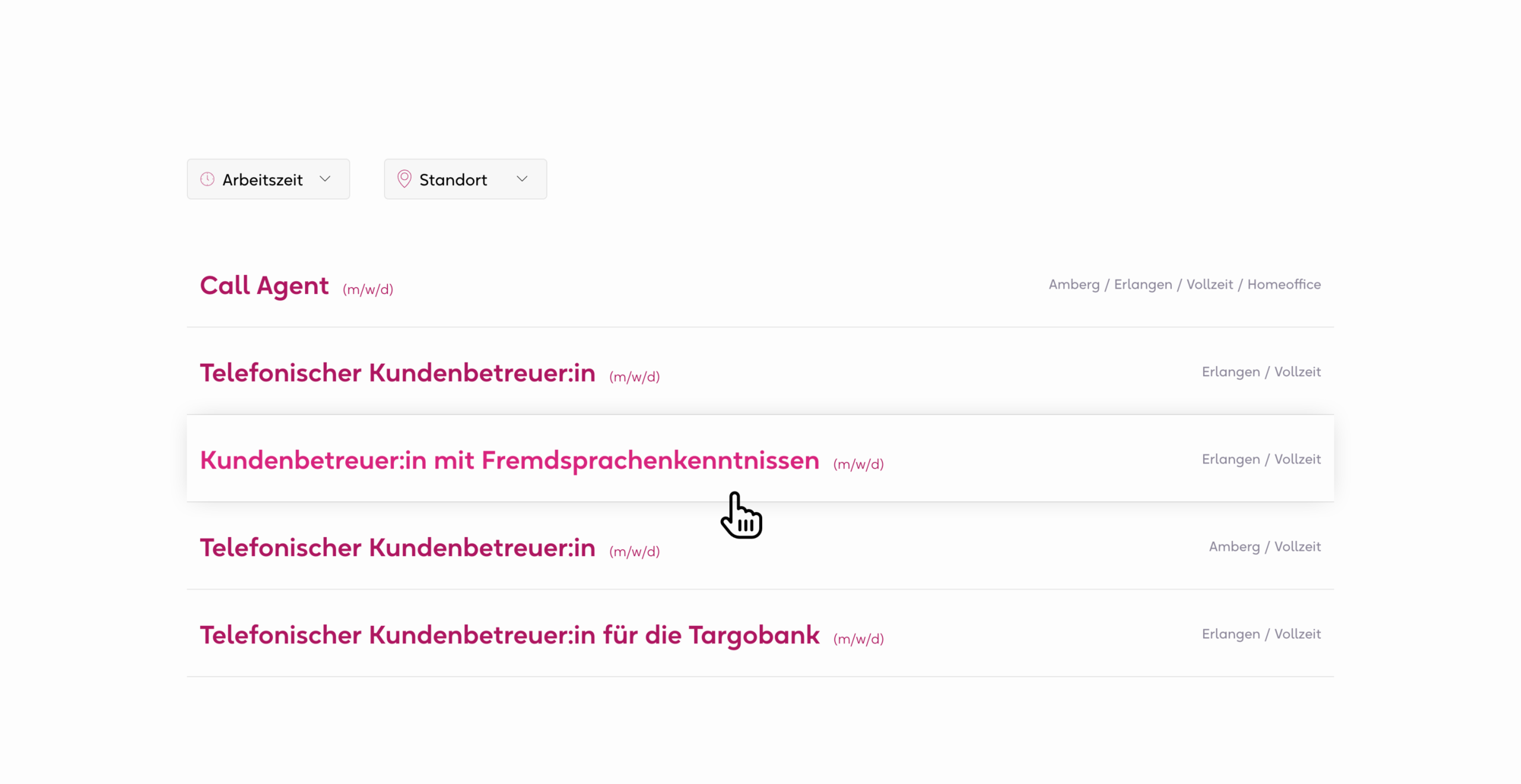 Liste offener Stellen als telefonische Kundenbetreuer:in, Call Agent und mit Fremdsprachenkenntnissen in Amberg und Erlangen.