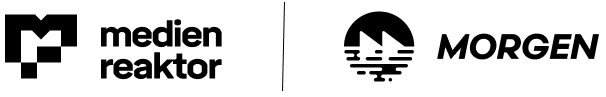 Logo von medienreaktor und MORGEN in Schwarz-Weiß mit klaren, modernen Schriftzügen und grafischen Symbolen.